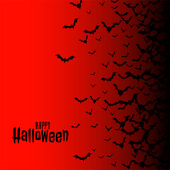 red happy halloween background with flying bats