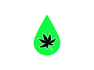 Medicine cannabis oil drop and leaf 