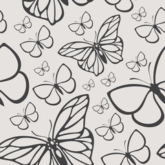 Seamless pattern with butterflies. Vector illustration for print or textile.