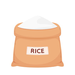 Rice sack cartoon vector. Rice bag. symbol. Logo design.