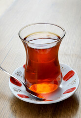 cup of Turkish tea on table
