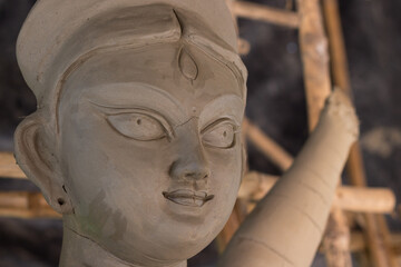 Making of goddess Durga idol. These idols are made for Durga puja, the biggest festival of West...