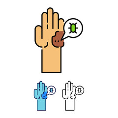 dirty hand icon illustration. concept logo