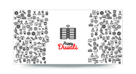 Set of Hand draw Happy Diwali Doodle backgrounds. Objects from Diwali doodle icons.	
