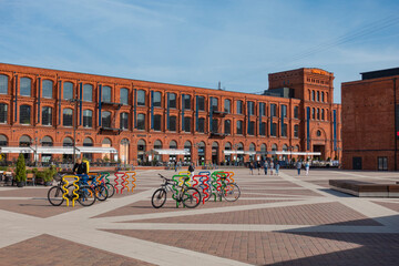 Łódź miasto manufaktura panorama plac rowery © Dariusz