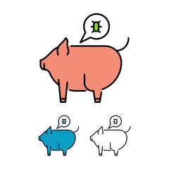 pig spreading virus icon illustration. concept logo