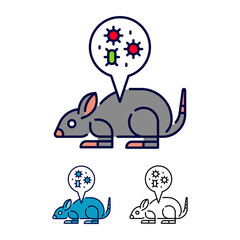 rat spreading virus icon illustration. concept logo