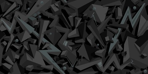 Dark Black Flat Seamless Abstract Graffiti Style Geometric Vector Illustration Background Pattern Art