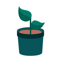 gardening, sprout growing plant in pot flat icon style