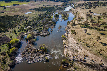 Fototapeta na wymiar Murrumbidgee River flowing towards Point Hut Crossing,