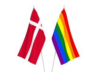 Rainbow gay pride and Denmark flags