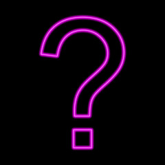 question mark sign pink neon glow ask logo icon black background