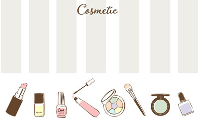 化粧品のカラフルな線画イラスト（ストライプ） Colorful line art illustrations of cosmetics