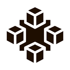 Blockchain Artificial Intelligence glyph icon Sign . Artificial Intelligence Details Cubes In Element Pictogram. Fingerprint, Microchip, Assembly Contour Illustration