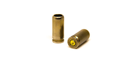 Bullet for pistol on white isolated background