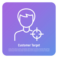 Customer target thin line icon. Optimization of audience. Market strategy. Vector illustration.