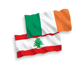 Obraz premium Flags of Ireland and Lebanon on a white background