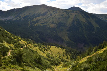 Tatry Zachodnie, szczyty, szlaki graniowe, latem, widok z Doliny Jarząbka, Polska