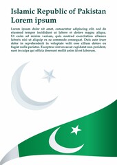 Flag of Pakistan, Islamic Republic of Pakistan. Template for award design, an official document with the flag of Pakistan. Bright, colorful vector illustration.
