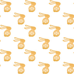 golden rabbits with mid autumn decoration in skin pattern