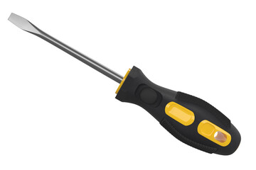 Black and yellow screwdriver isolated on white