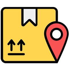 
Placeholder with cardboard, trendy flat icon of package location 
