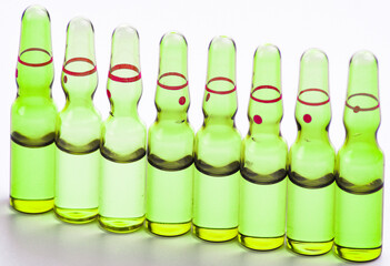 glass medicine ampoules with liquid