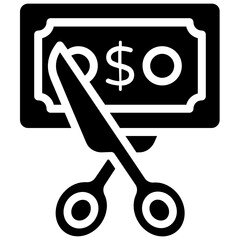 
Scissors cutting banknote, trendy flat icon of discount 

