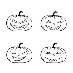 set of halloween pumpkins - lineal illustration