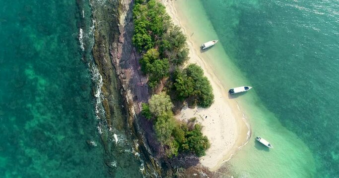 Secluded Private Island in Ko Samet, Thailand - Overhead Aerial Drone View