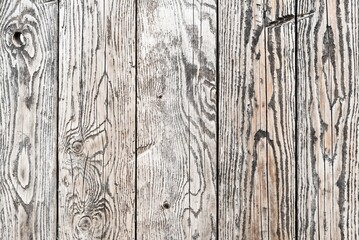 Weathered wood texture background or distressed pine wood with knots. Natural  wooden wallpaper. Cool  abstract  background of burnt brushed wood panel. Table top view.