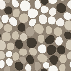 Masonry seamless pattern with doodle hand drawn rocks silhouettes. Grey and white colored ornament on brown soft background.