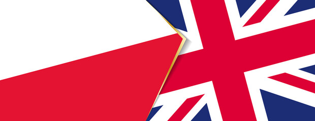 Poland and United Kingdom flags, two vector flags.