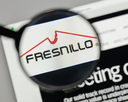 Milan, Italy - August 10, 2017: Fresnillo logo on the website homepage.