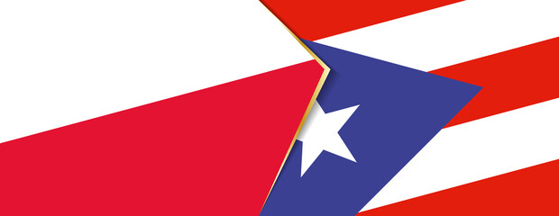 Poland and Puerto Rico flags, two vector flags.