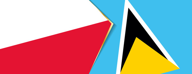 Poland and Saint Lucia flags, two vector flags.