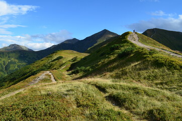 Fototapeta premium Tatry Zachodnie, szlaki na grani w słoneczny dzień