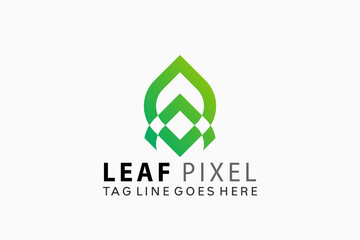 Pixel Leaf Rocket Creative Logo Design Vector Illustration