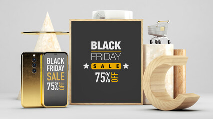 Luxury still life for for mockup for Black Friday