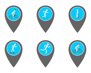 Pins mit Symbolen zum Reisen