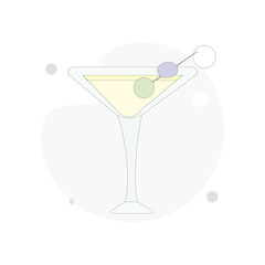 cocktail with olives vector flat illustration on white background