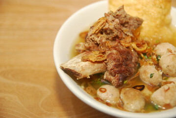 bakso. indonesian meatball served with soup and noodle