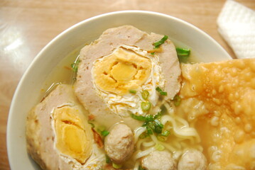bakso. indonesian meatball served with soup and noodle
