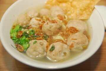 bakso. indonesian meatball served with soup and noodle