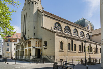 View of Saint-Leon church. Saint-Leon is a parish church located in the 15th arrondissement of Paris at Place du Cardinal-Amette. France.
