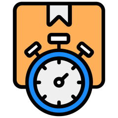 
Shipping time vector style, stopwatch with box 
