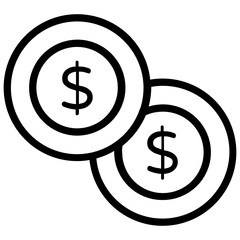 
Dollar coins icon in editable style, international currency 
