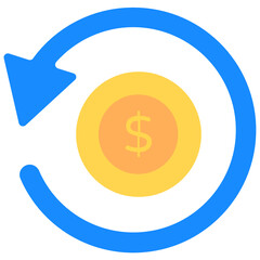 
Money return icon in modern flat style 
