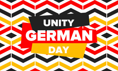 German Unity Day. Celebrated annually on October 3 in Germany. Happy national holiday of unity, freedom and reunification. Deutsch flag. Patriotic poster design. Vector illustration