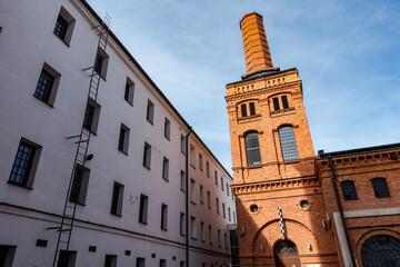 Łódź miasto biała fabryka komin przemysł zabytek © Dariusz